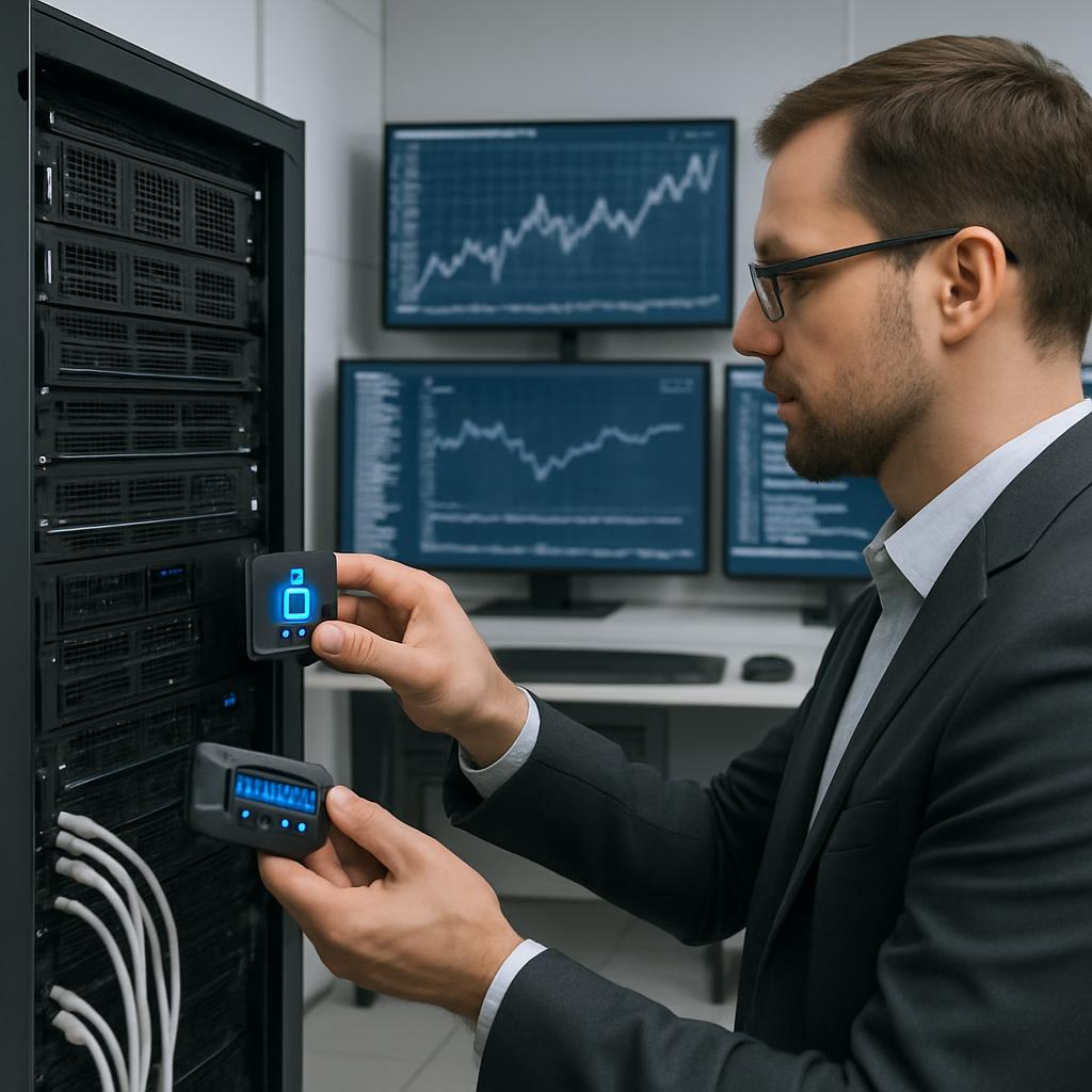 Individuals in the image wear business attire and appear to work within an IT or coding environment. Some individuals are ...